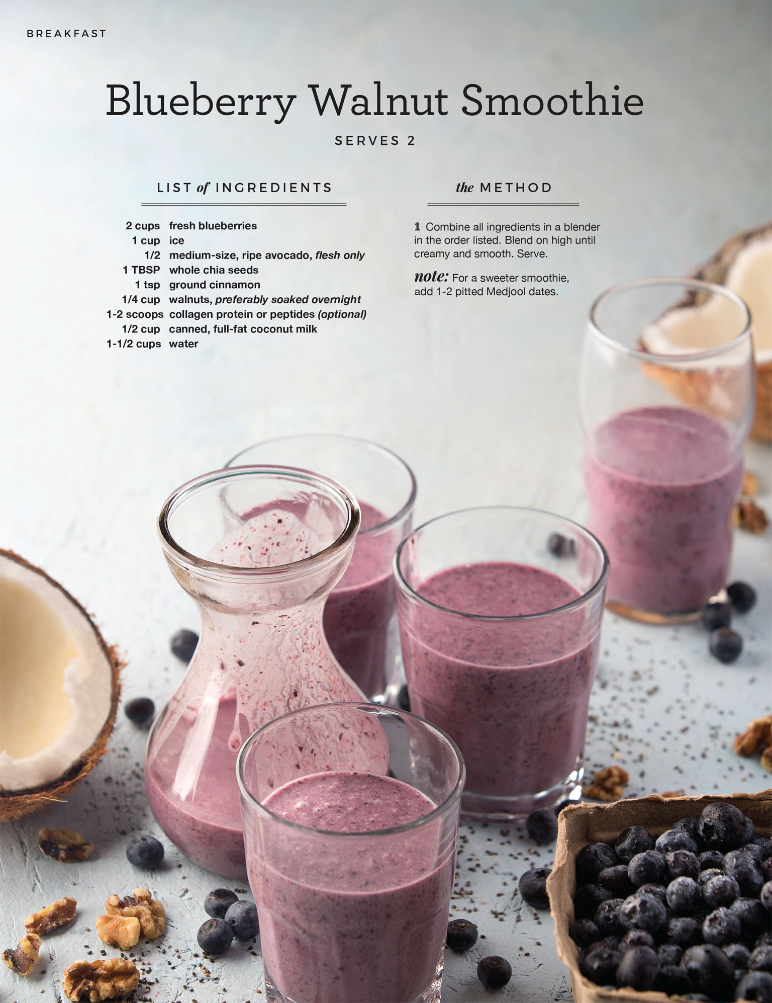 Beverage Photography - Paleo Blueberry Smoothie Recipe