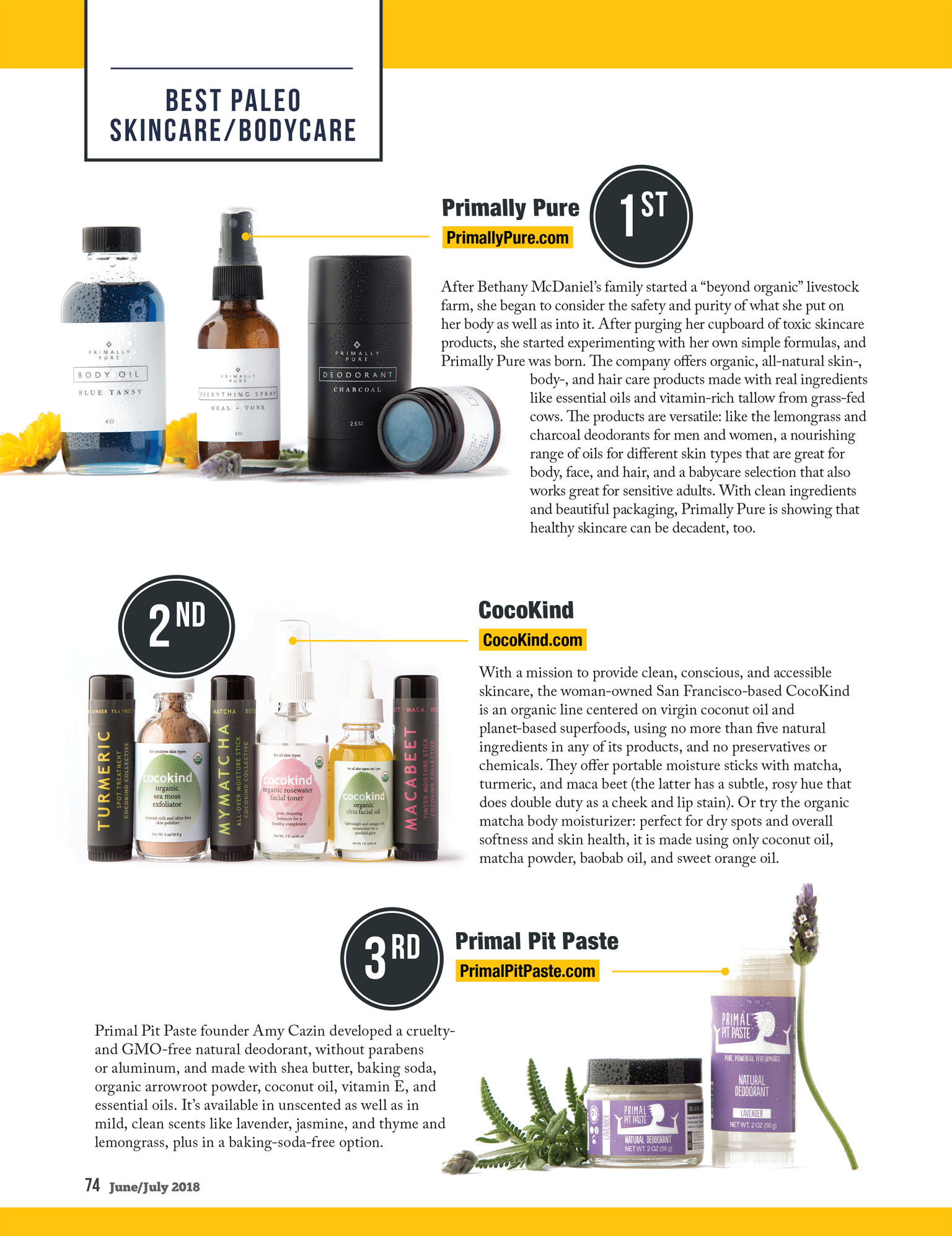 Best of Paleo Magazine - Product Photography - Primally Pure, CocoKind, Primal Pit Paste