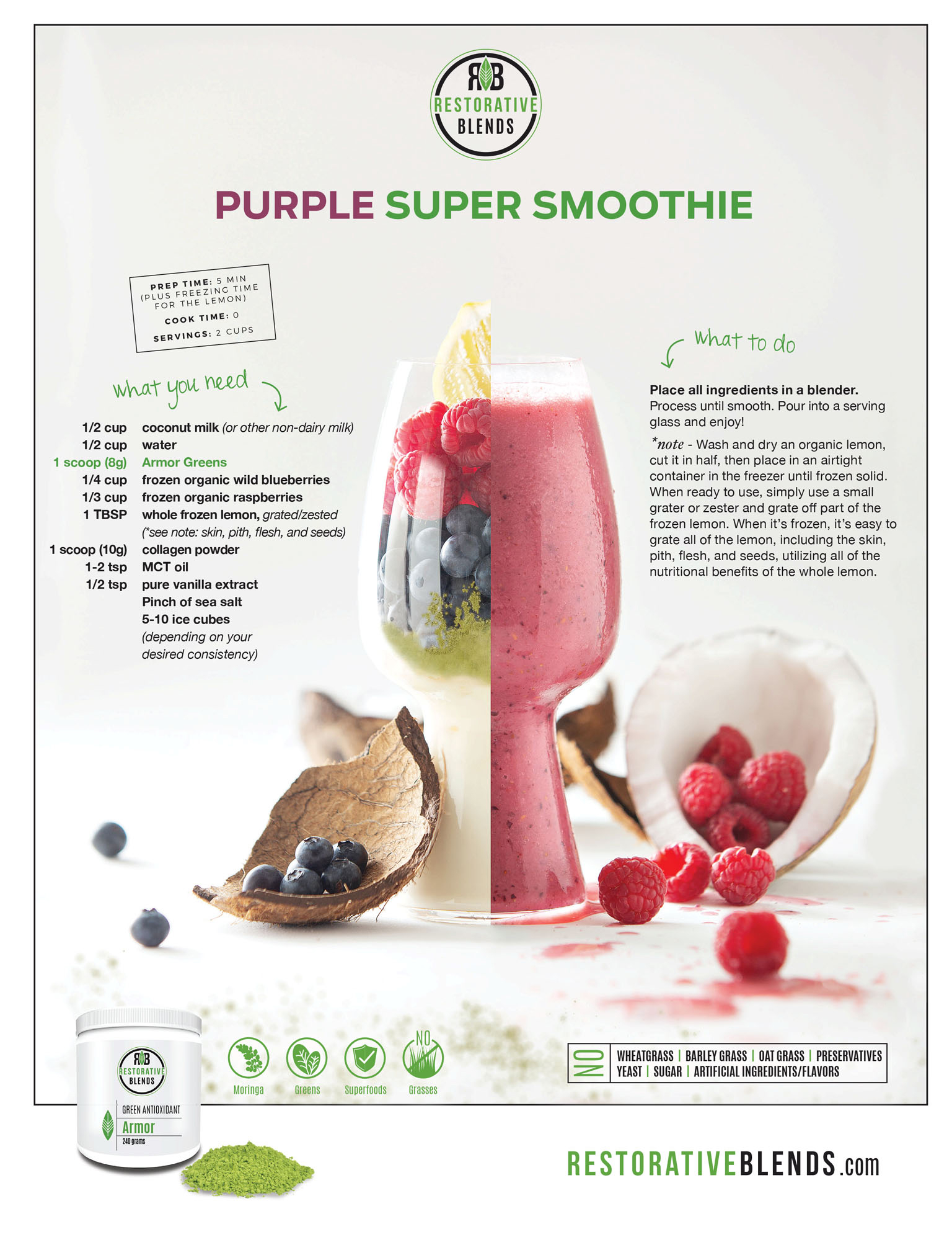 Restorative Blends Advertisement | Paleo Smoothie Product Photography