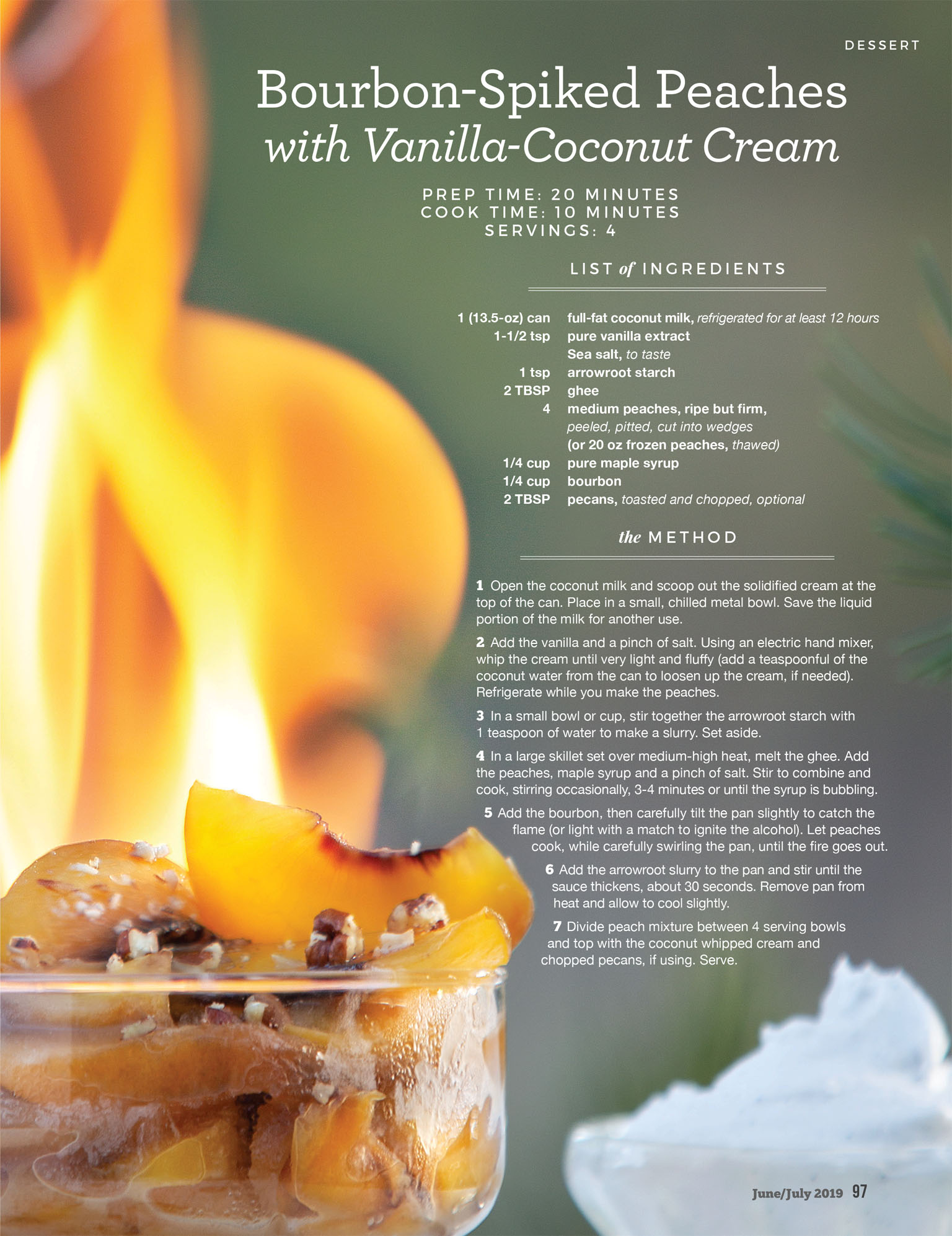 Paleo Bourbon Spiked Peaches with Flame Food Photography